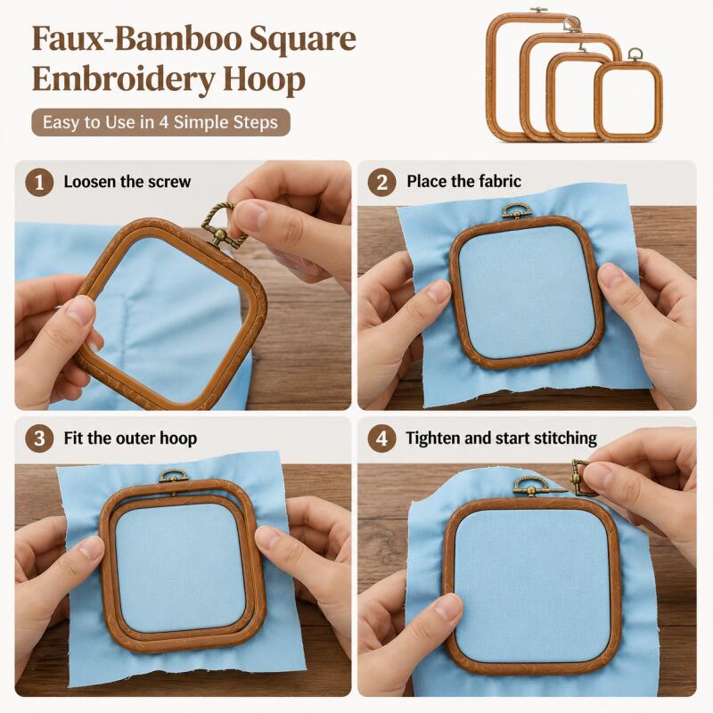 正方形の装飾用フェイクウッドクロスステッチフープフレーム、3 - Wood Ring Blank のレビューと価格
