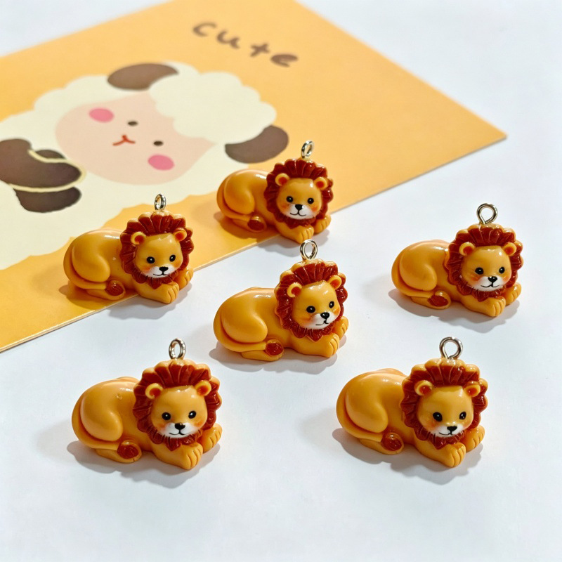 6個入り、樹脂製の可愛らしいライオンのペンダント。漫画風の動 - Resin Crafts Diy のレビューと価格