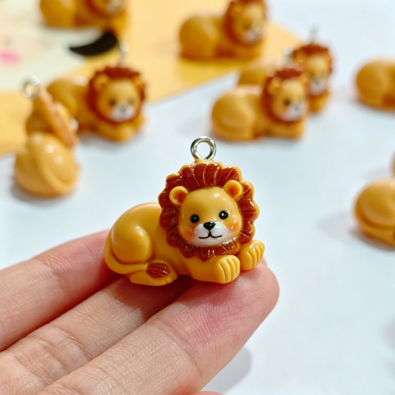 6個入り、樹脂製の可愛らしいライオンのペンダント。漫画風の動 - Resin Crafts Diy のレビューと価格